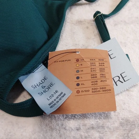 Shade & Shore Green Swimwear Top New L (12-14) - Picture 2 of 3